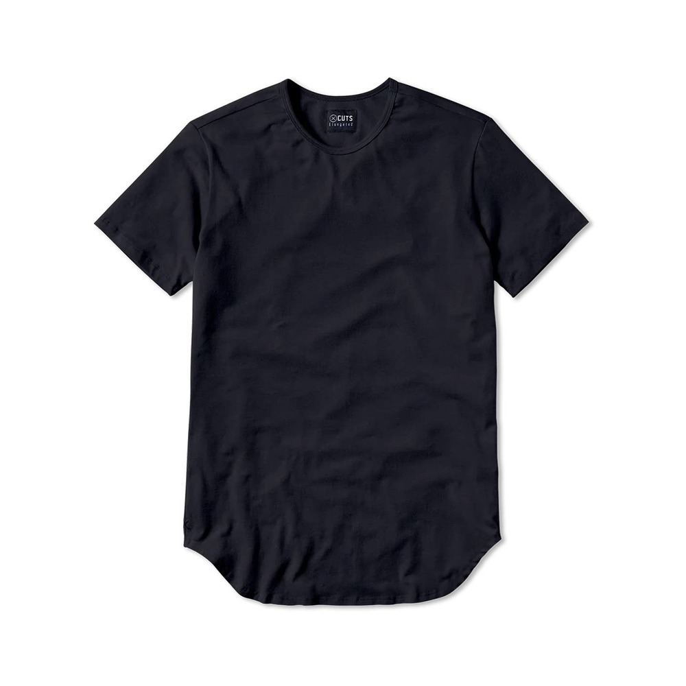Cuts Clothing Black Curved-Hem Crewneck T-Shirt